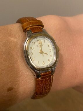 Timex Leather Croc-Embossed Wristwatch